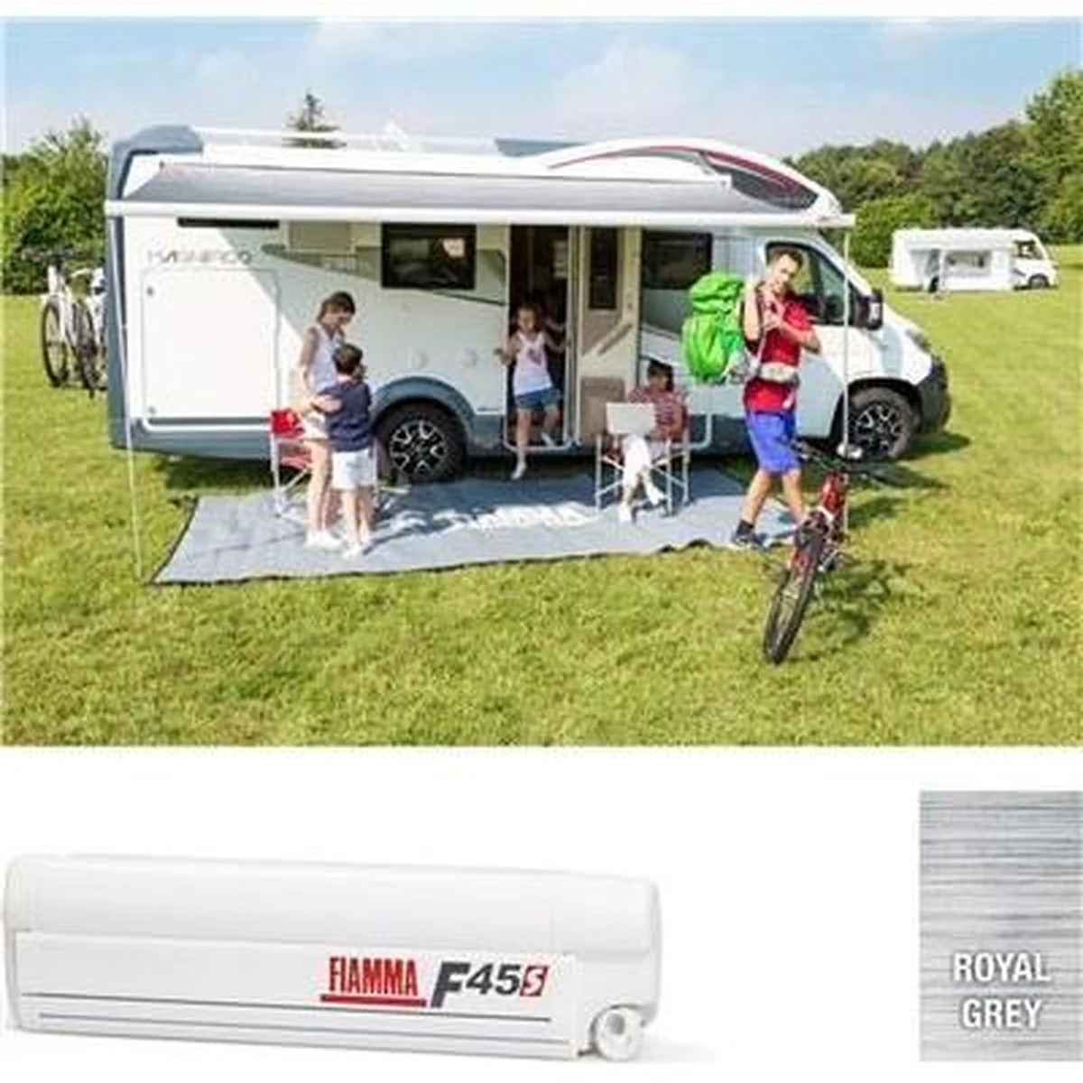 Fiamma F45 S Winch Awning Wind Out 450 Polar White Royal Grey Fabric 06280G01R - Image 3