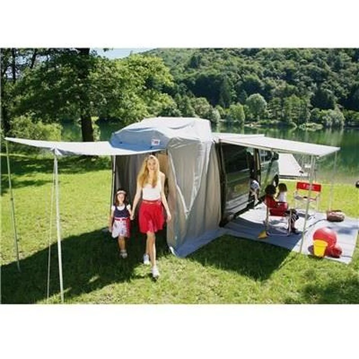 Fiamma F45S VW T5 T6 California Awning 260 Deep Black Case Royal Grey Fabric - Image 2
