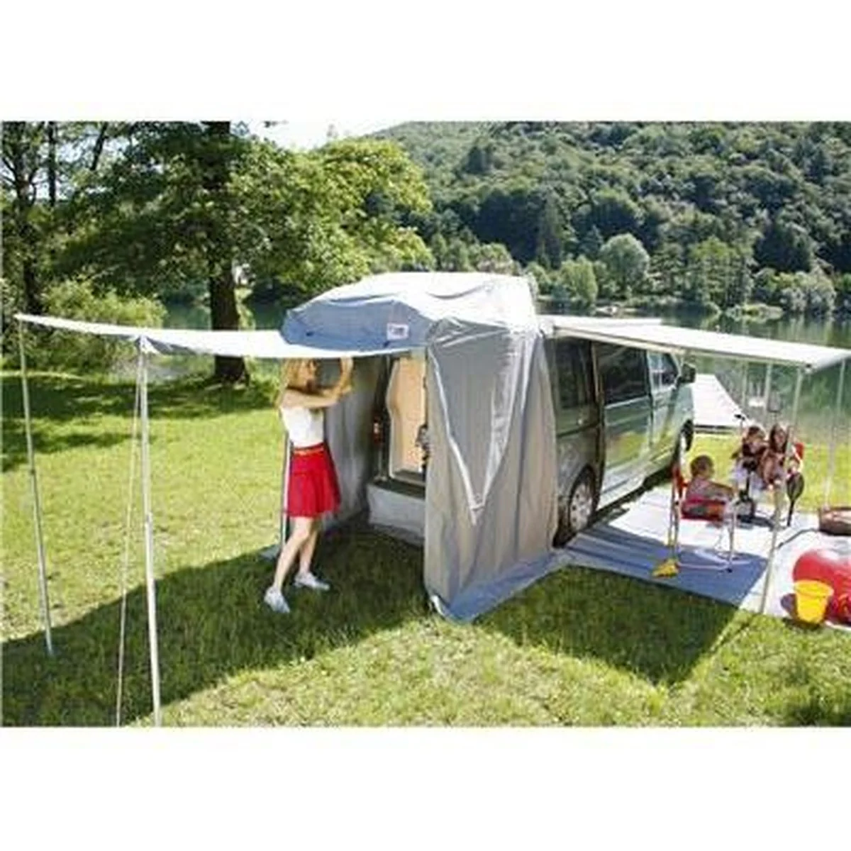 Fiamma F45S VW T5 T6 California Awning 260 Deep Black Case Royal Grey Fabric - Image 3