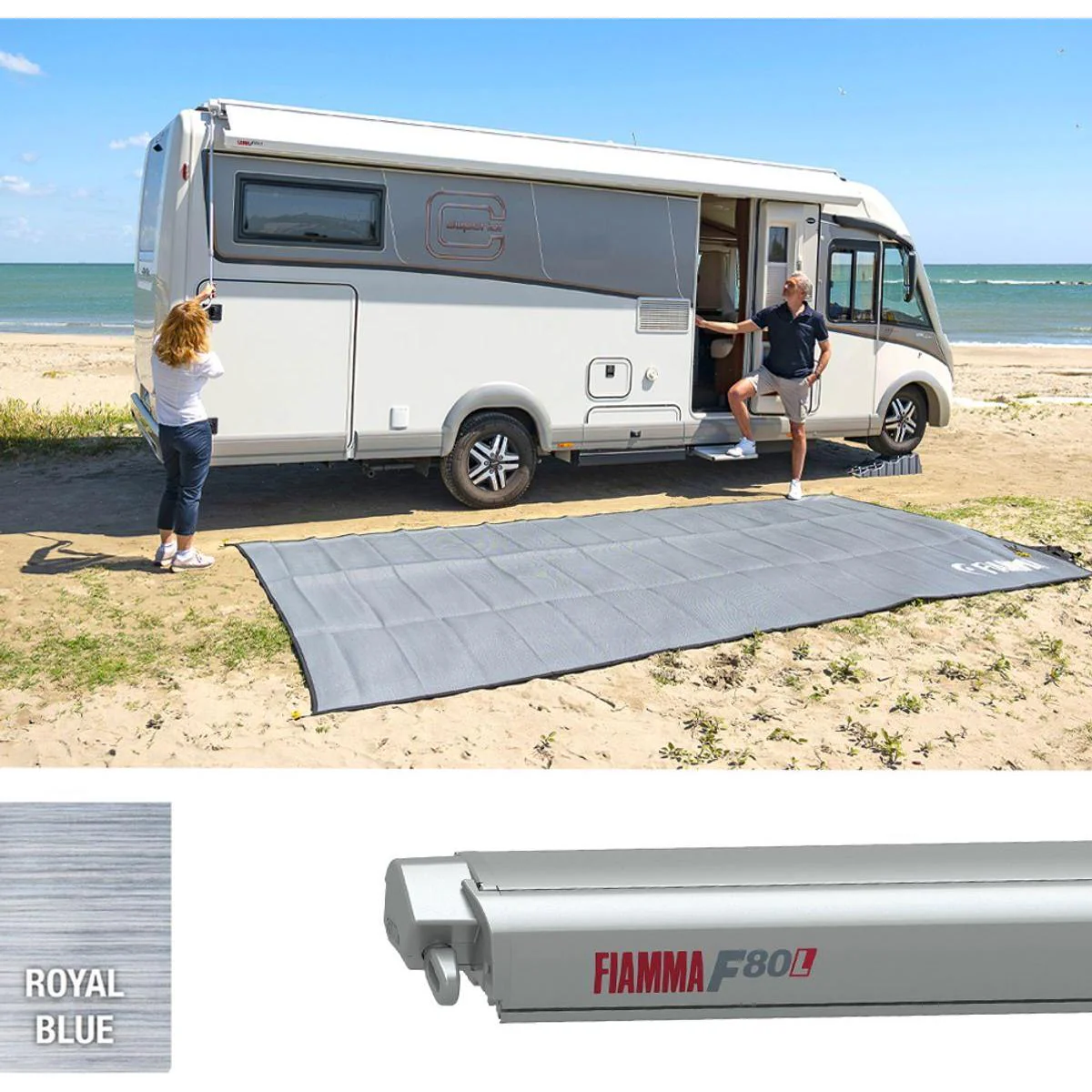 Fiamma F80L 450 Awning Titanium Royal Blue - Image 2