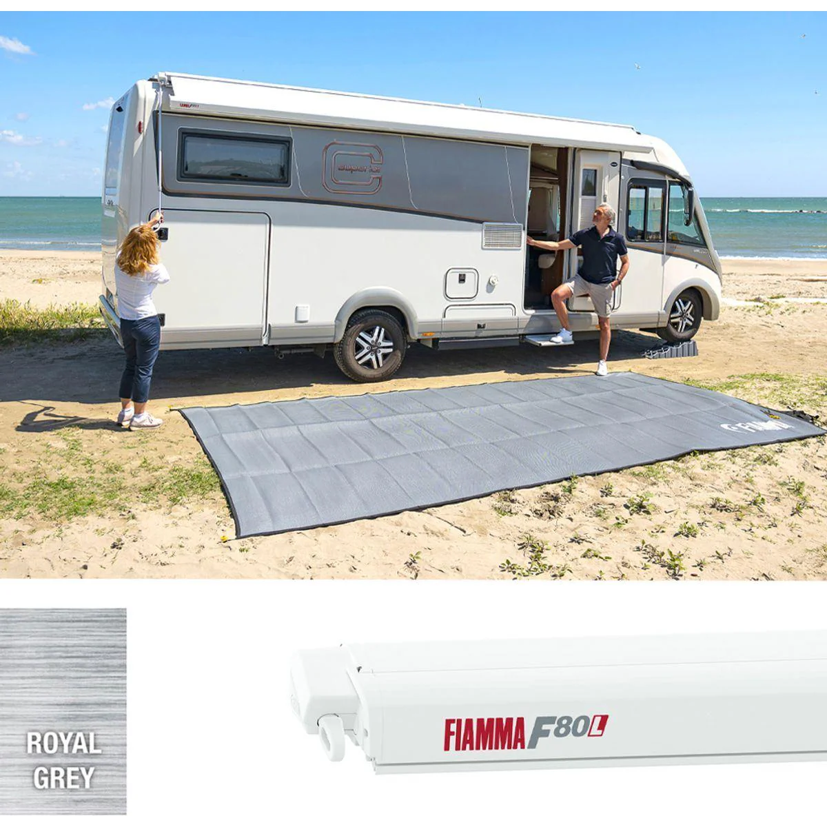 Fiamma F80L 600 Awning Polar White Royal Grey
