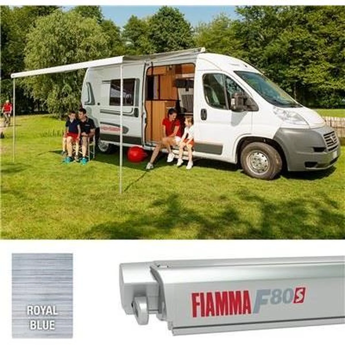 Fiamma F80S 320 Awning Titanium Case Royal Blue Fabric Motorhome Caravan Van