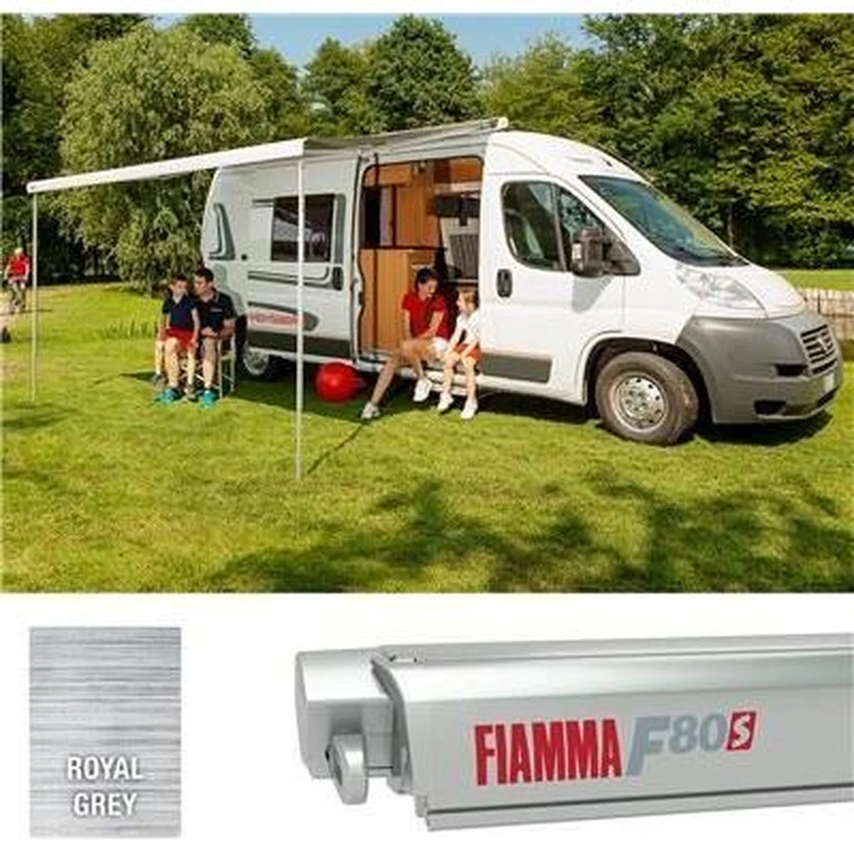 Fiamma F80S 400 Awning Titanium Case Royal Grey Fabric Motorhome Caravan Van