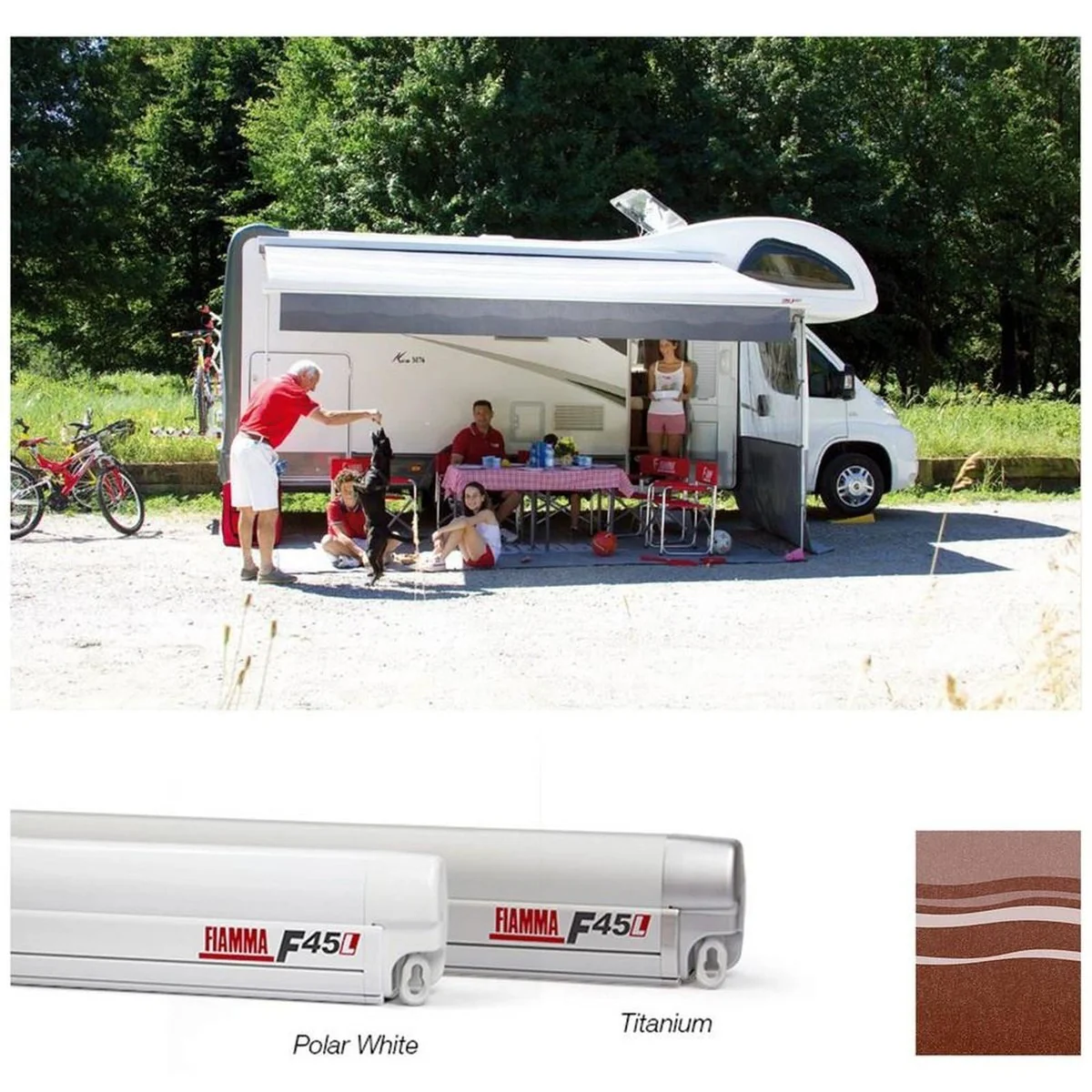 Fiamma Polar White F45L 550 Awning Sahara Fabric (06530B01S) Winch Handle Wall Mounted - Image 2