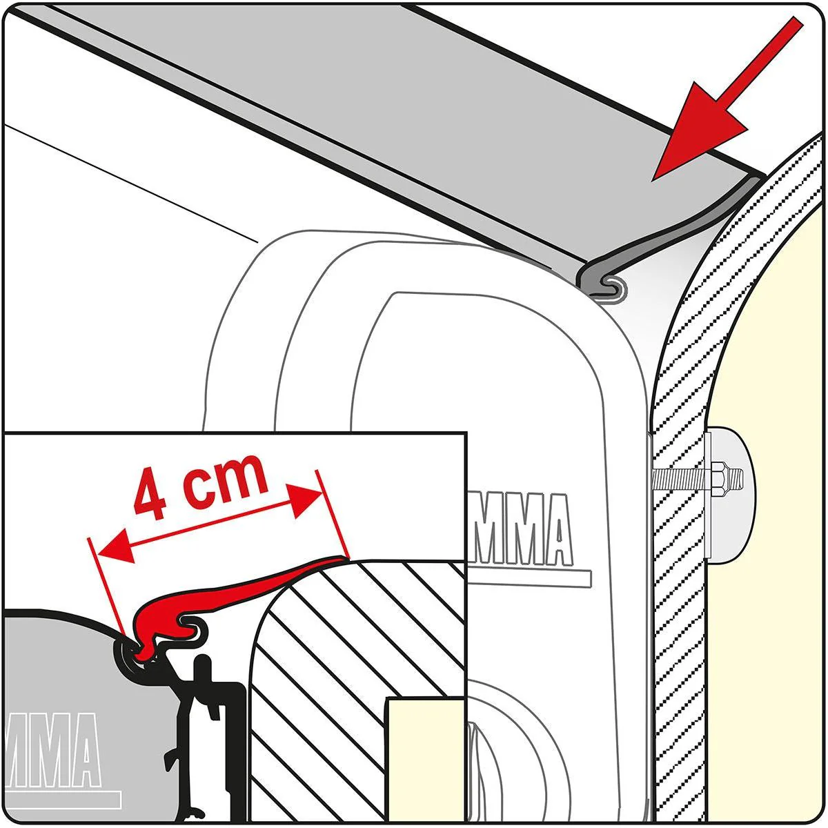Fiamma Rain Guard 4Cm Wide X 1M, Rubber Rain Seal For Fiamma F45 Awnings 03477-01- - Image 2