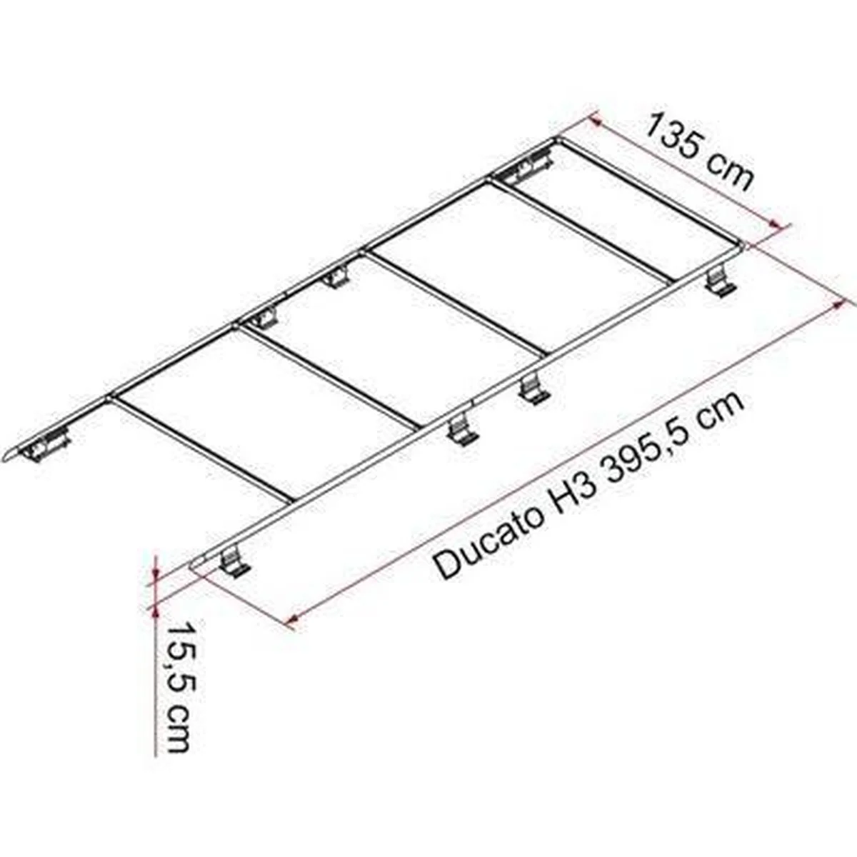 Fiamma Roof Rail for Ducato H3 High Roof L3 L4 Length Motorhome 05808-03