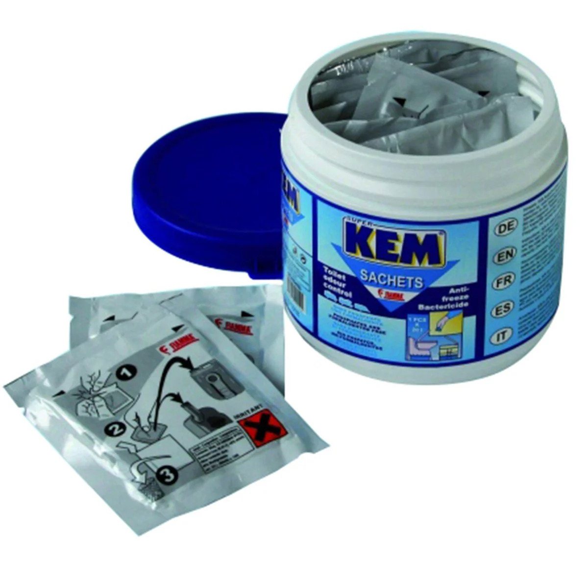 6 x Tubes of Fiamma Super Kem Toilet Chemical Bags Blue Sachets 15pcs