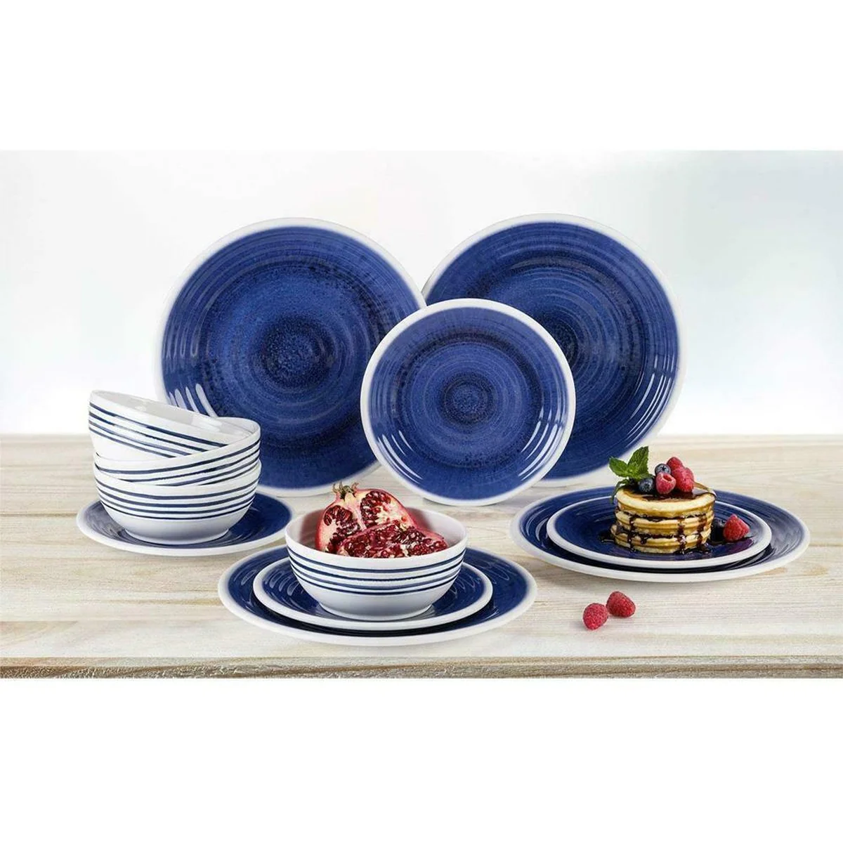 Flamefield Blue Azure Camping Caravan 12 Piece melamine Dinner Picnic camping Set - Image 3