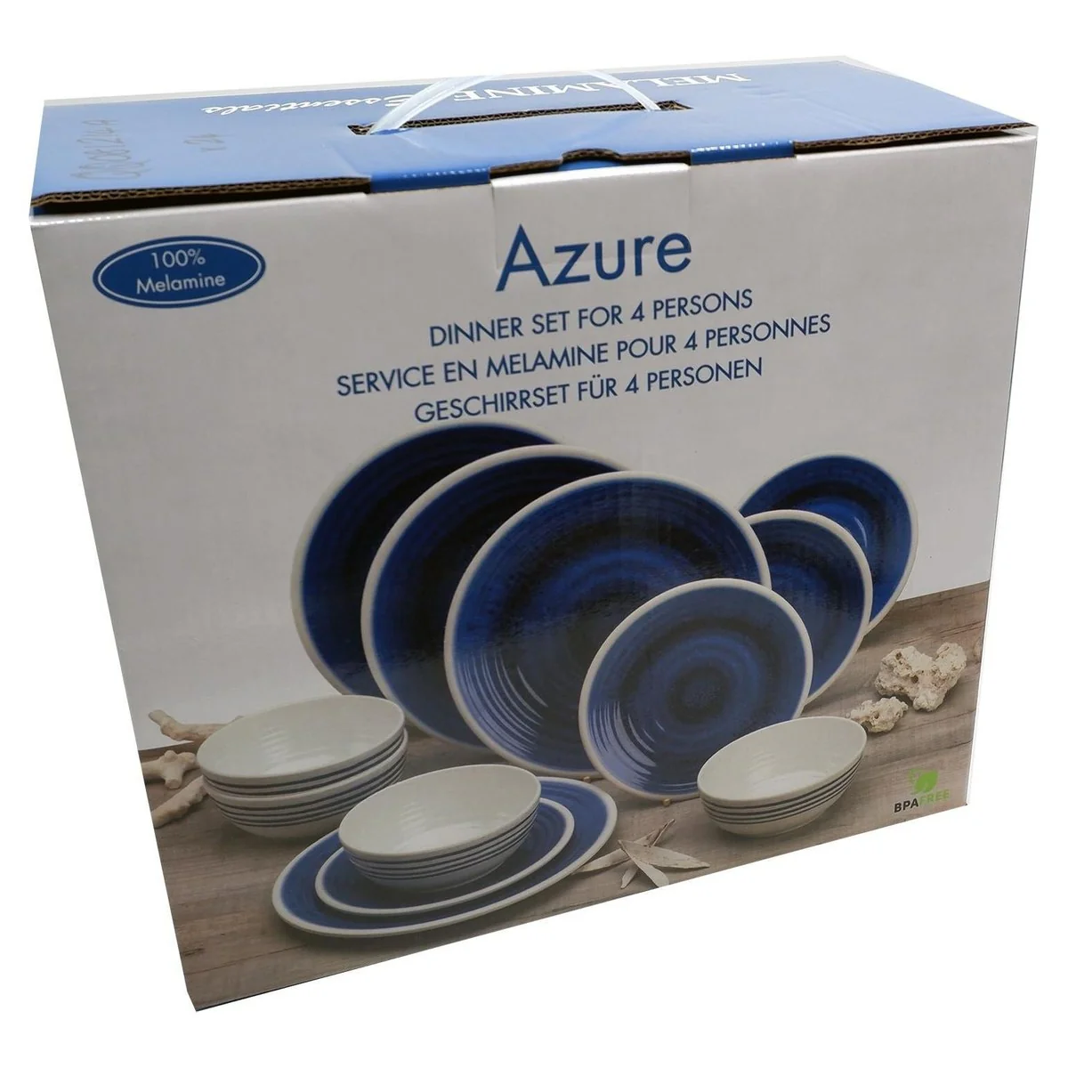 Flamefield Blue Azure Camping Caravan 12 Piece melamine Dinner Picnic camping Set - Image 5