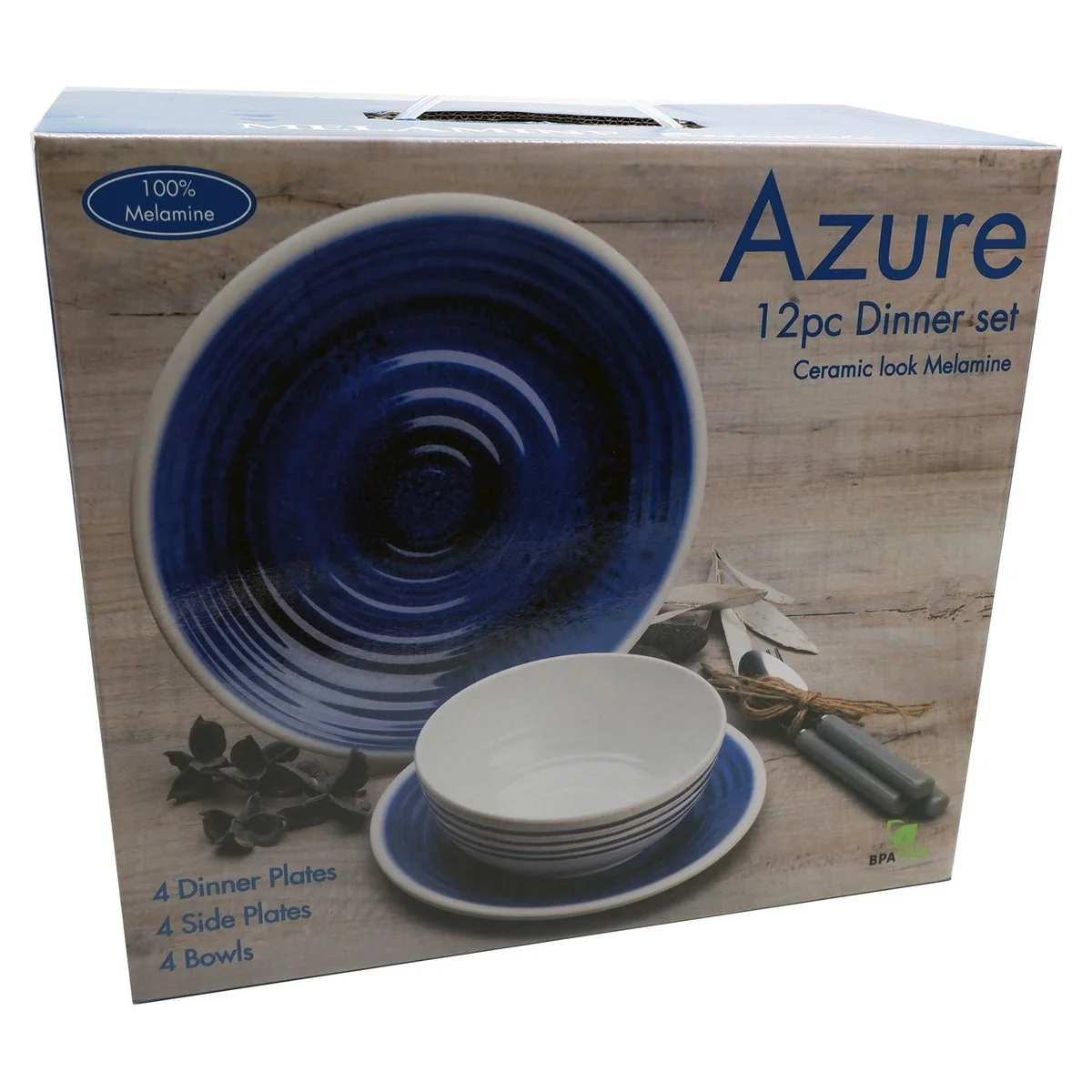 Flamefield Blue Azure Camping Caravan 12 Piece melamine Dinner Picnic camping Set - Image 6