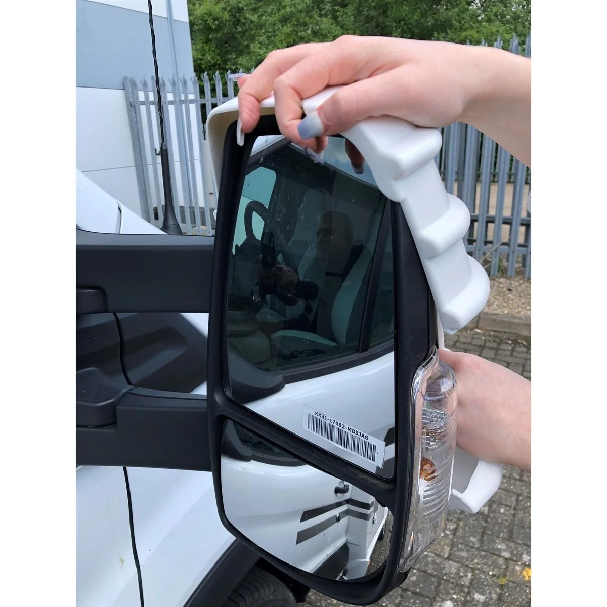For Ford Transit Mark 8 Mirror Protectors White Pair - Twin Arm Model Only Milenco - Image 6