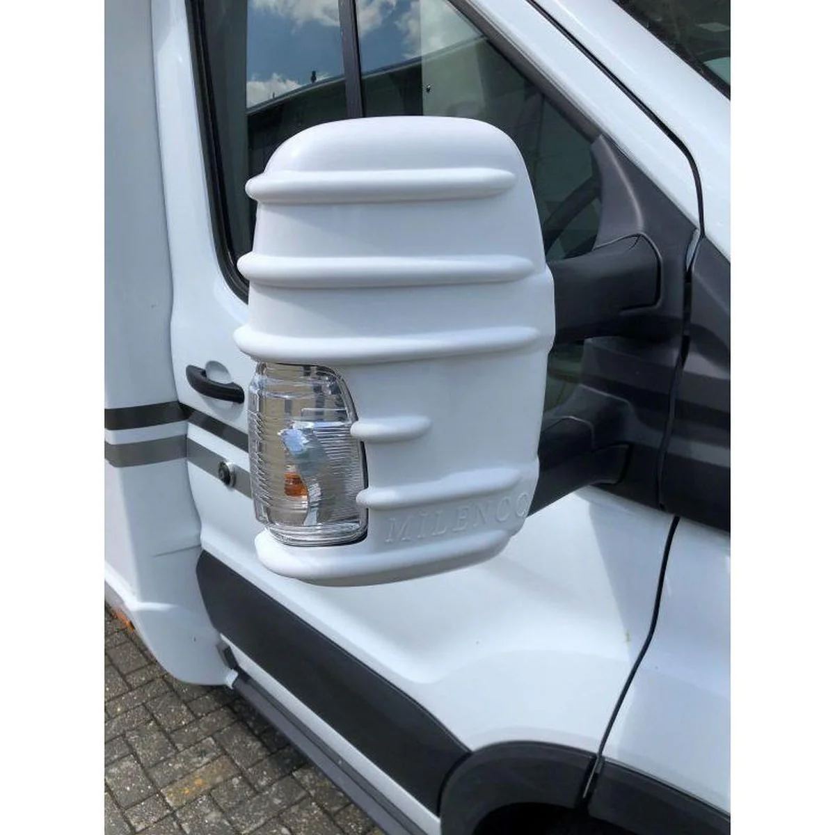 For Ford Transit Mark 8 Mirror Protectors White Pair - Twin Arm Model Only Milenco - Image 9