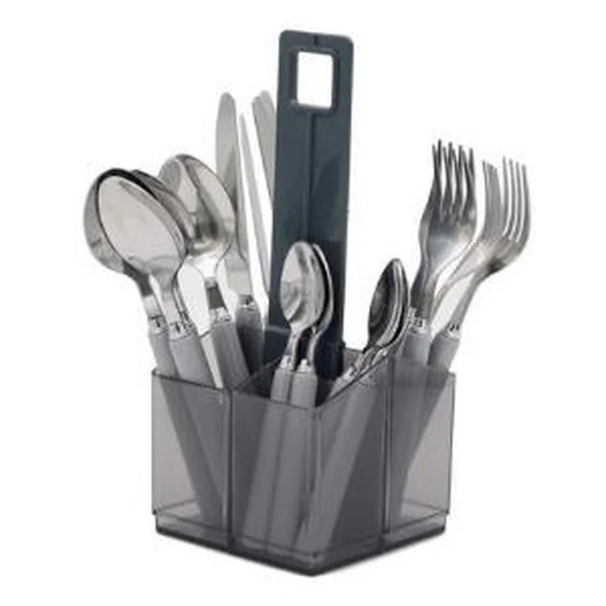 Grey 16Pc Cutlery Set & Holder