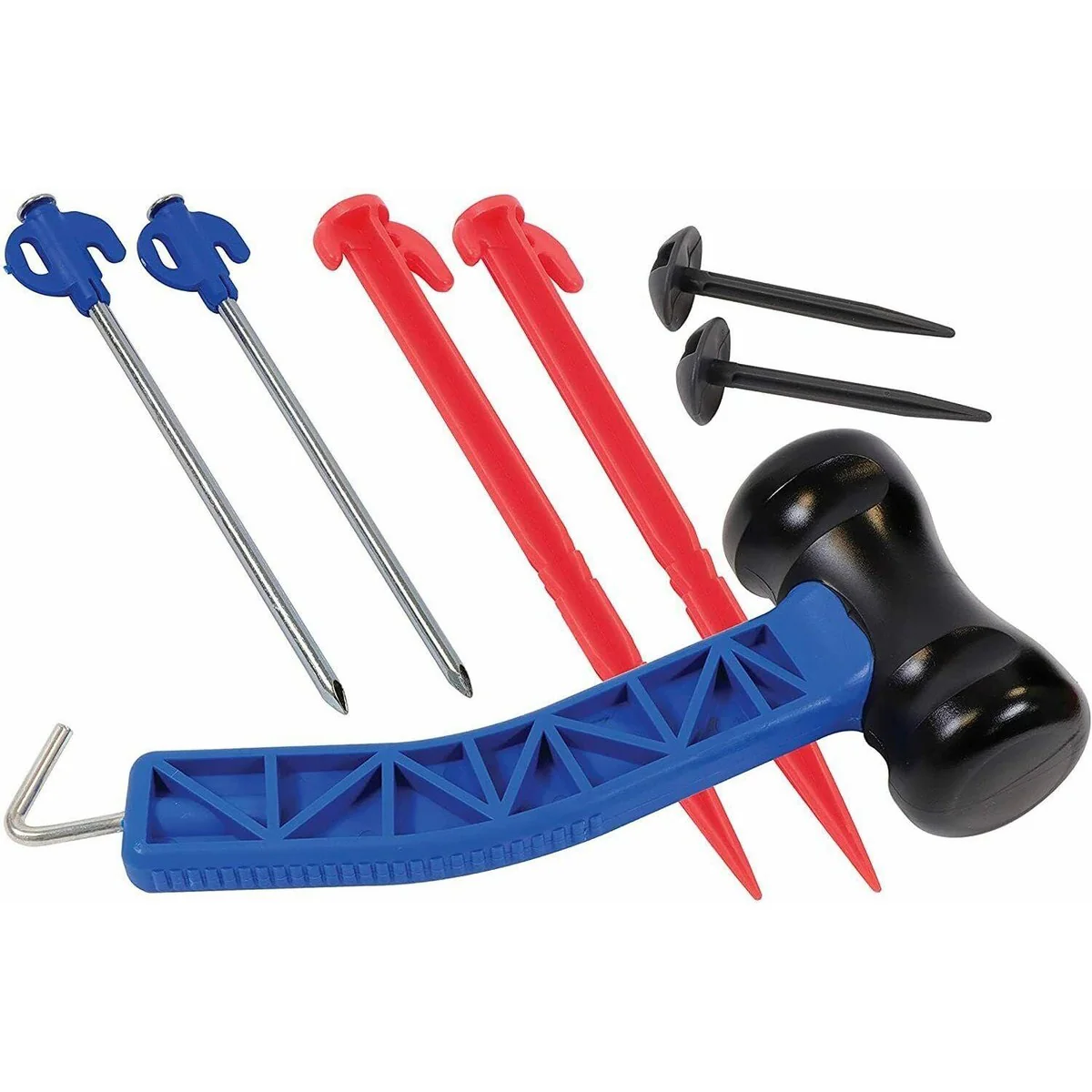 Heavy Duty Camping Awning Tent Travel Pegs+Mallet Set Peg Cleaner Storage Case - Image 3