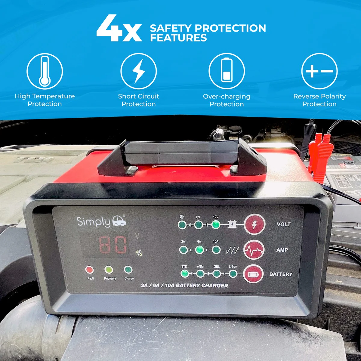 Heavy Duty Car Van Battery Charger 6V / 12V Metal Case 6-100Ah 10A Bike Boat - Image 3