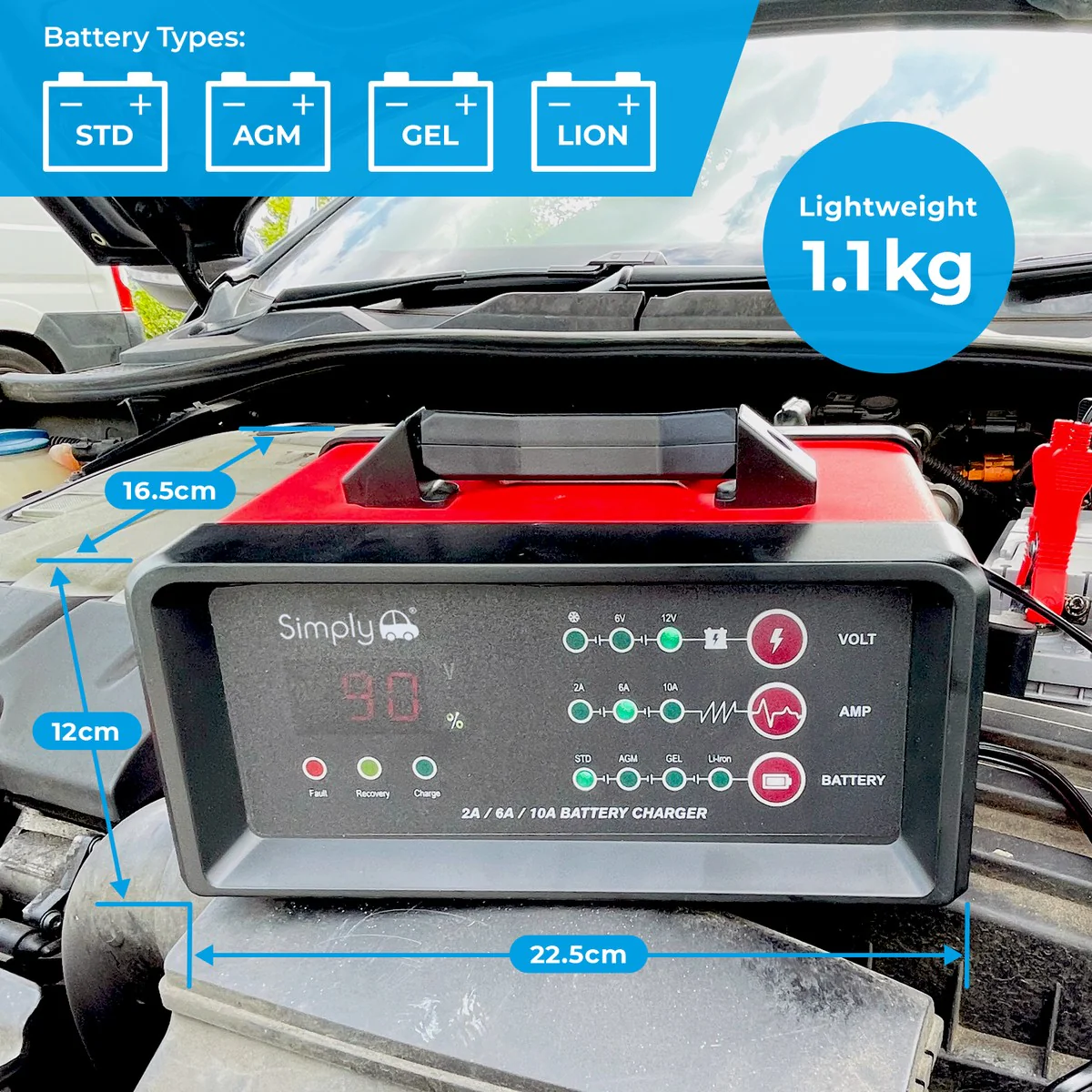 Heavy Duty Car Van Battery Charger 6V / 12V Metal Case 6-100Ah 10A Bike Boat - Image 4