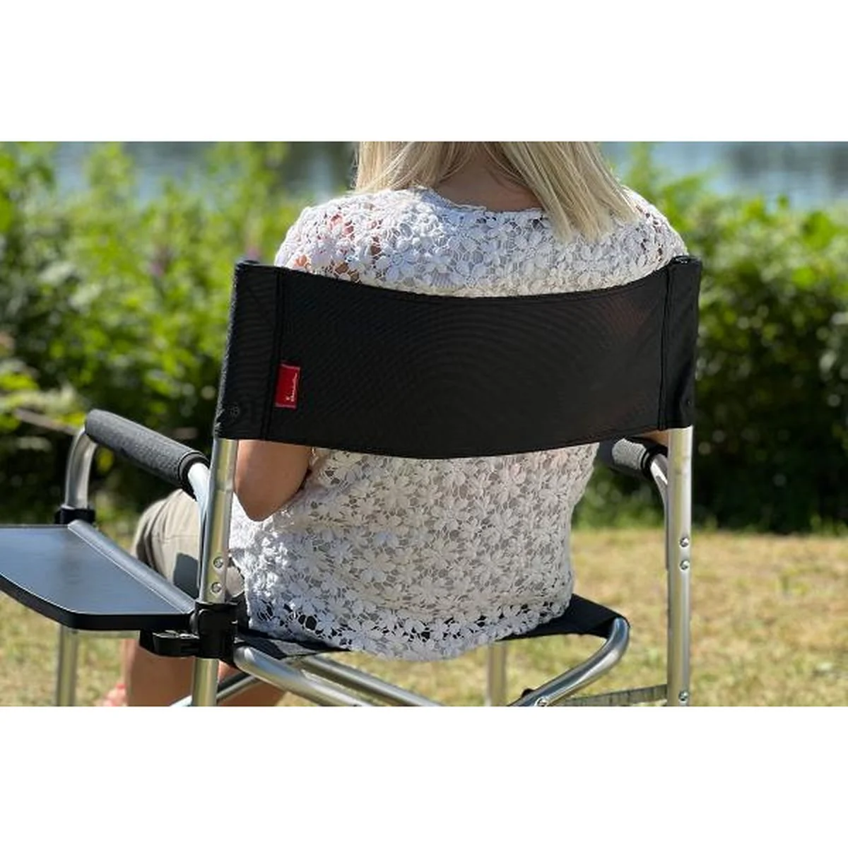 Isabella Lightweight Dark Grey Aluminium Folding Directors Chair Side Table - Image 5
