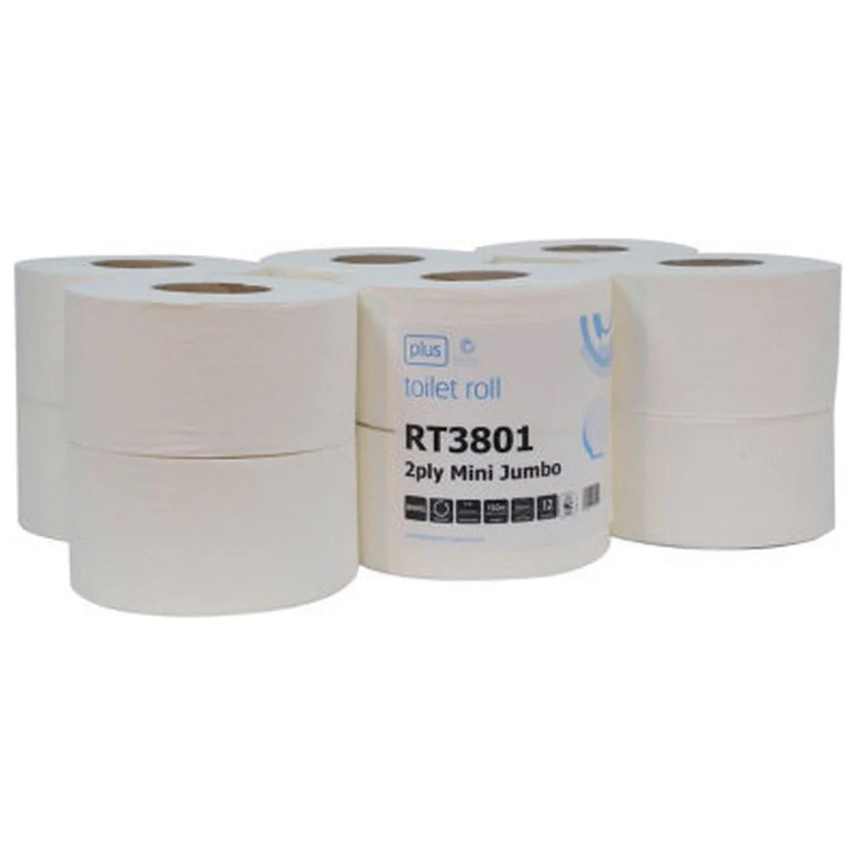 Jangro Mini Jumbo Toilet Rolls (Pack of 12) for High Traffic Washrooms