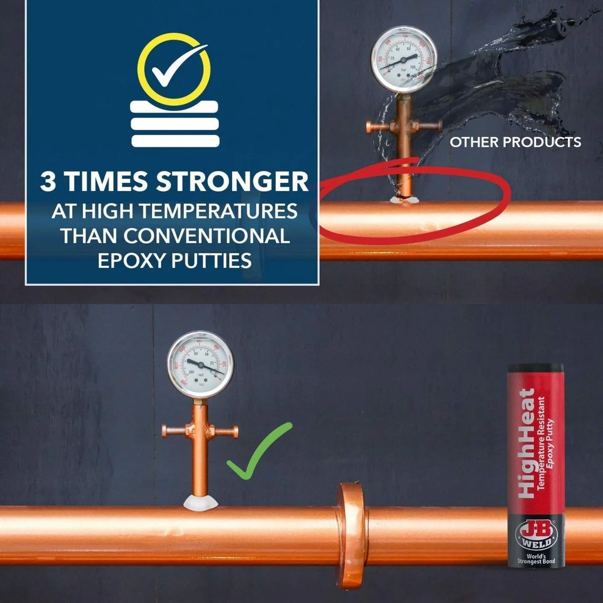 JB Weld HighHeat 57g Heat Temperature Resistant Epoxy Putty Metal Repair Filler - Image 4