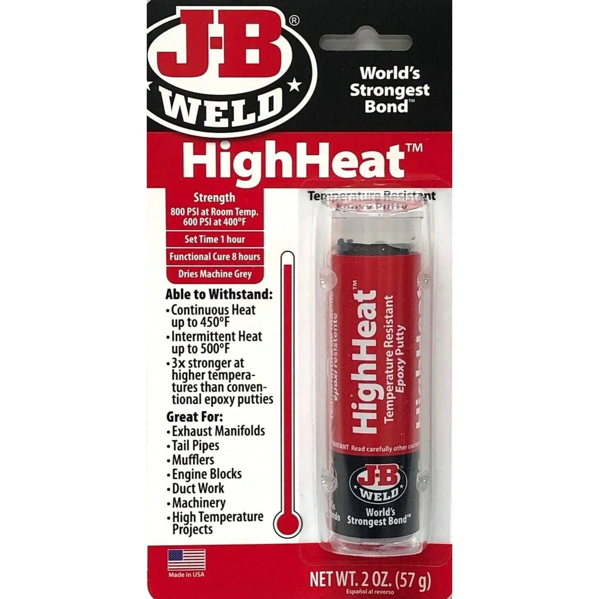 JB Weld HighHeat 57g Heat Temperature Resistant Epoxy Putty Metal Repair Filler - Image 5