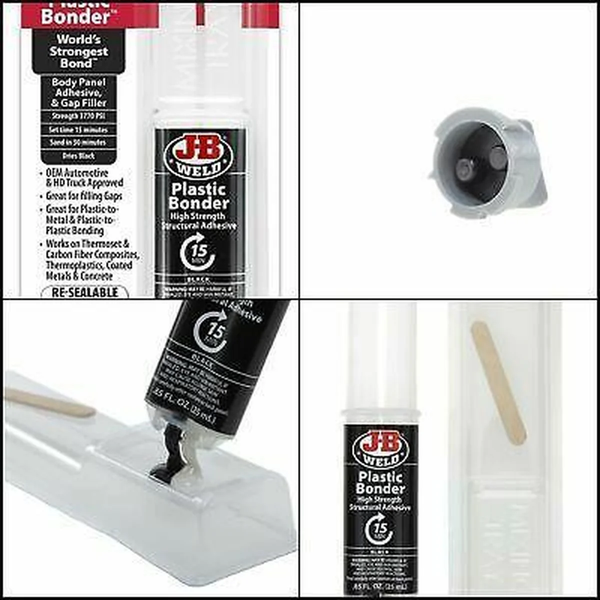 JB Weld Plastic Bonder - Syringe High Strength Body Panel Adhesive & Gap Filler - Image 5