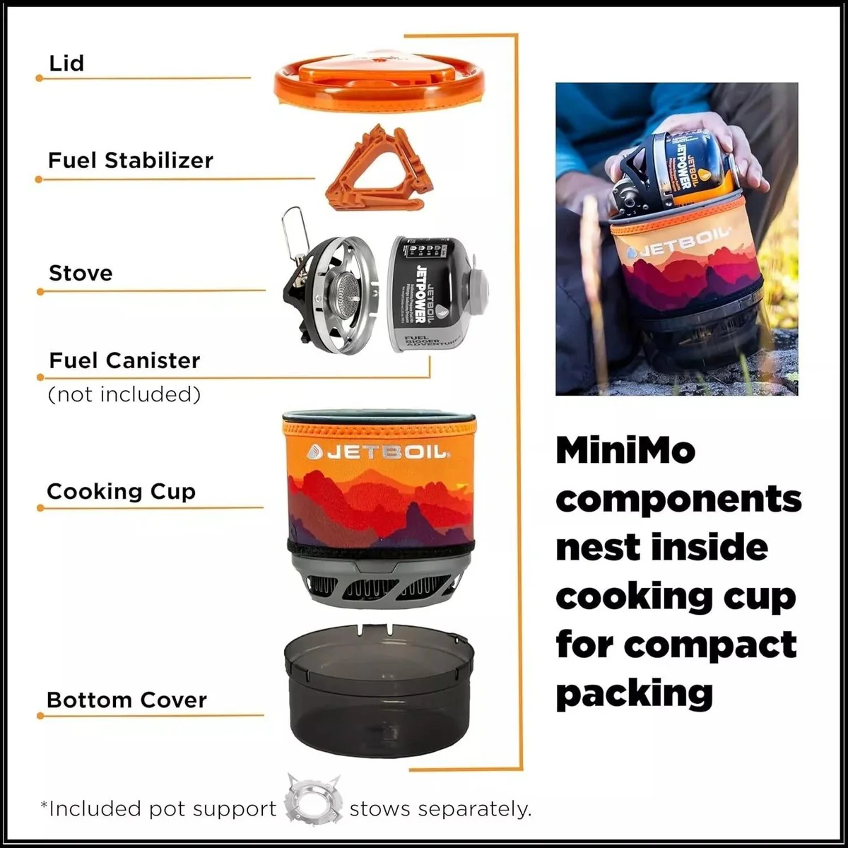 Jetboil Minimo Cooking System Camping Stove MNMSS Sunset - Image 3