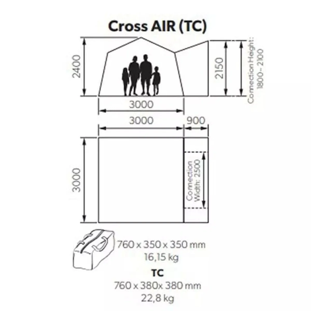 Kampa Cross Air TC Inflatable Poly-Cotton Drive Away Campervan Awning 9120002171 - Image 9