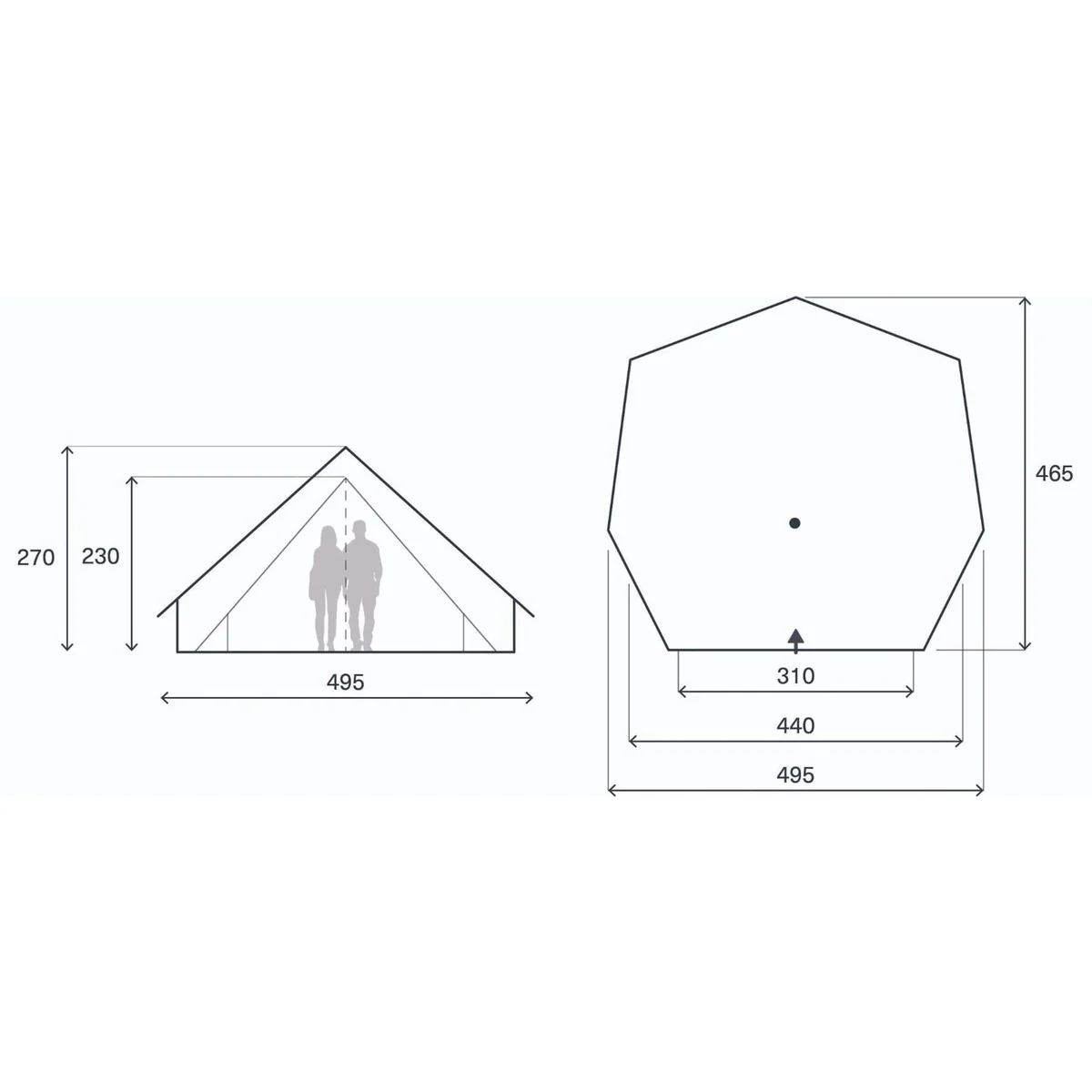 Kampa Pineveil 04 Tent Tipi Style 4 Person Poled Tent - Image 13