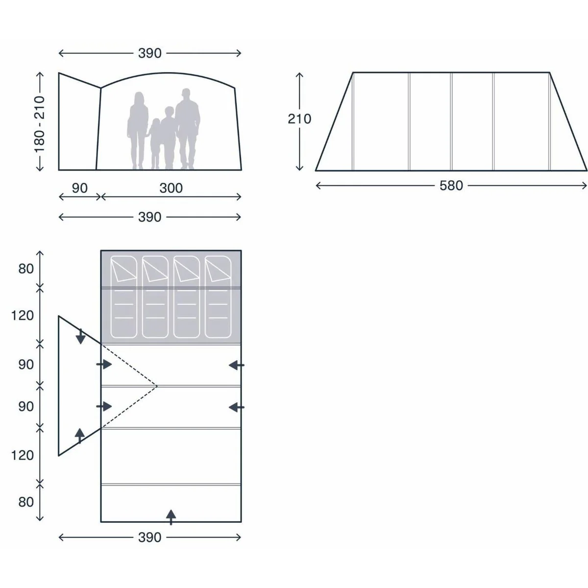 Kampa Voyage Low Campervan Drive Away Air Awning 4 Berth 180-210 cm - Image 11