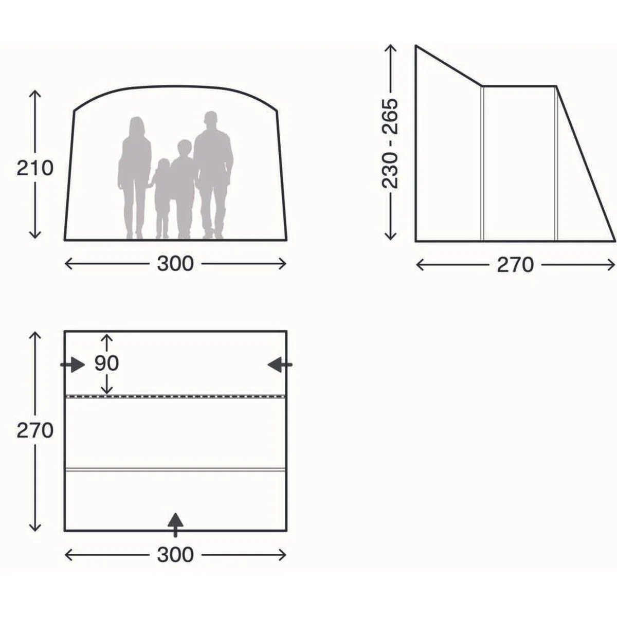 Kampa Waypoint Air Mid Drive Away Campervan Awning 230-265cm - Image 2