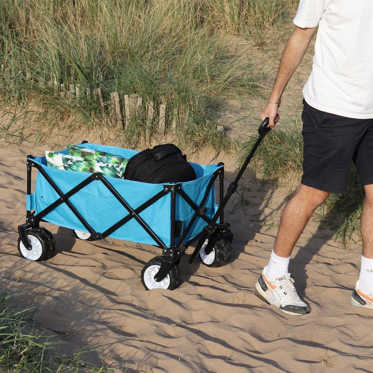 Large Wheel Folding Wagon Pull Along Cart Trolley Garden Camping Festival Beach - Image 2