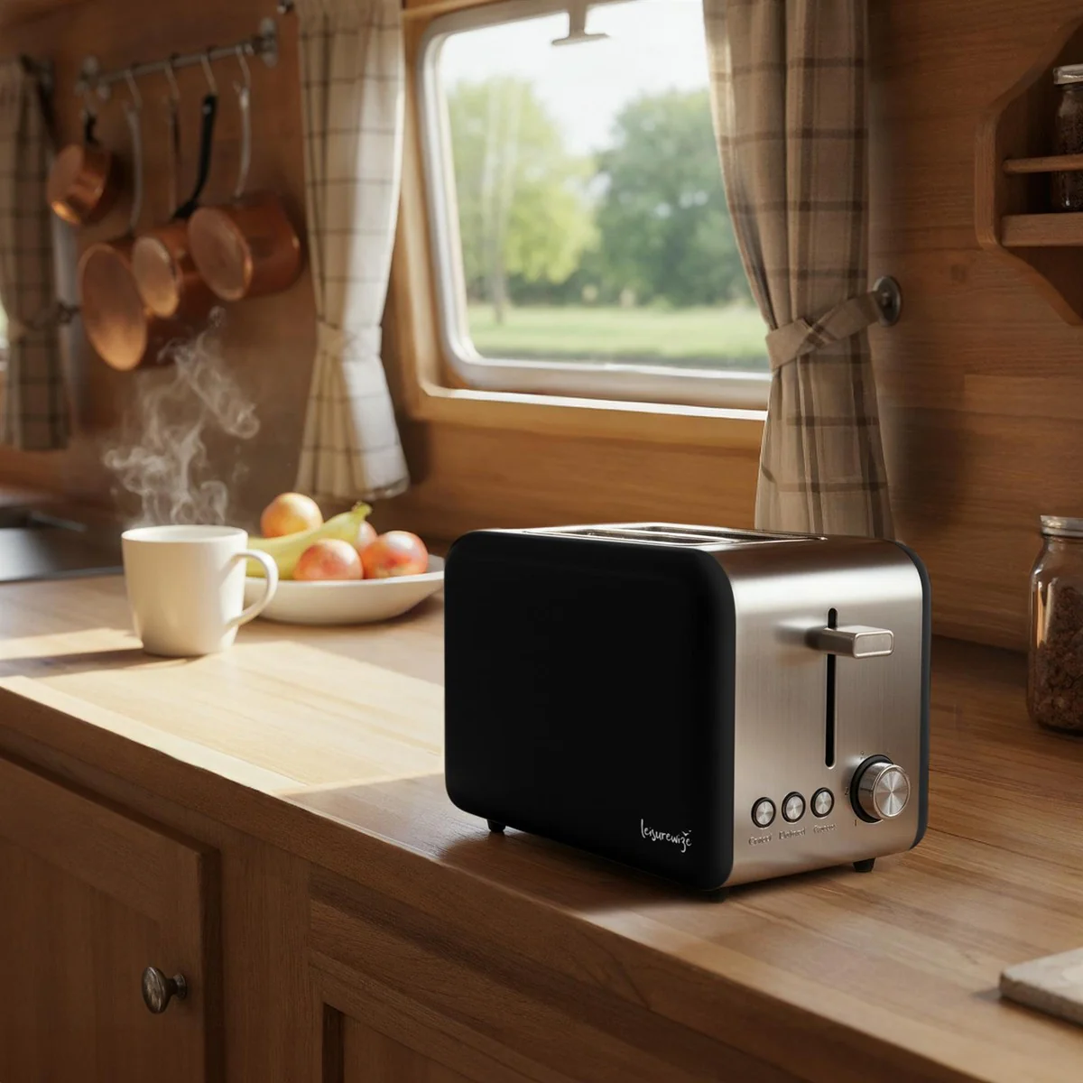 Leisurewize Caravan Camping Sleek Toaster - Black - Image 3