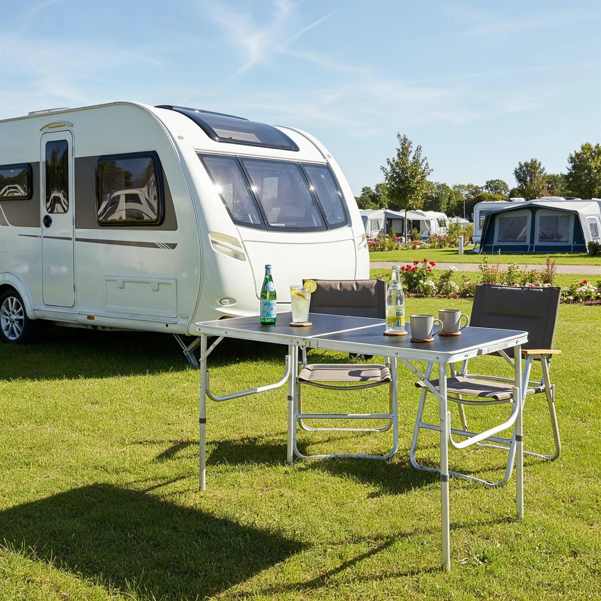 Leisurewize Folding Camping Table with Adjustable Legs Outdoor 120x60x70CM - Image 2
