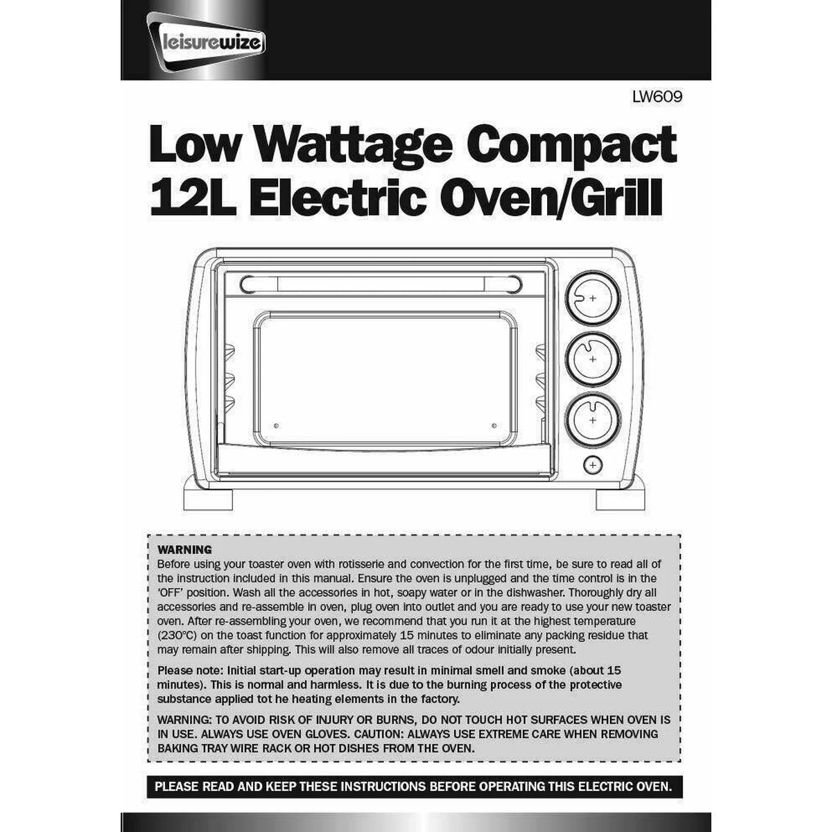 Leisurewize Low Wattage 14L Electric Mini Oven ideal for Home Caravan Motorhome - Image 4