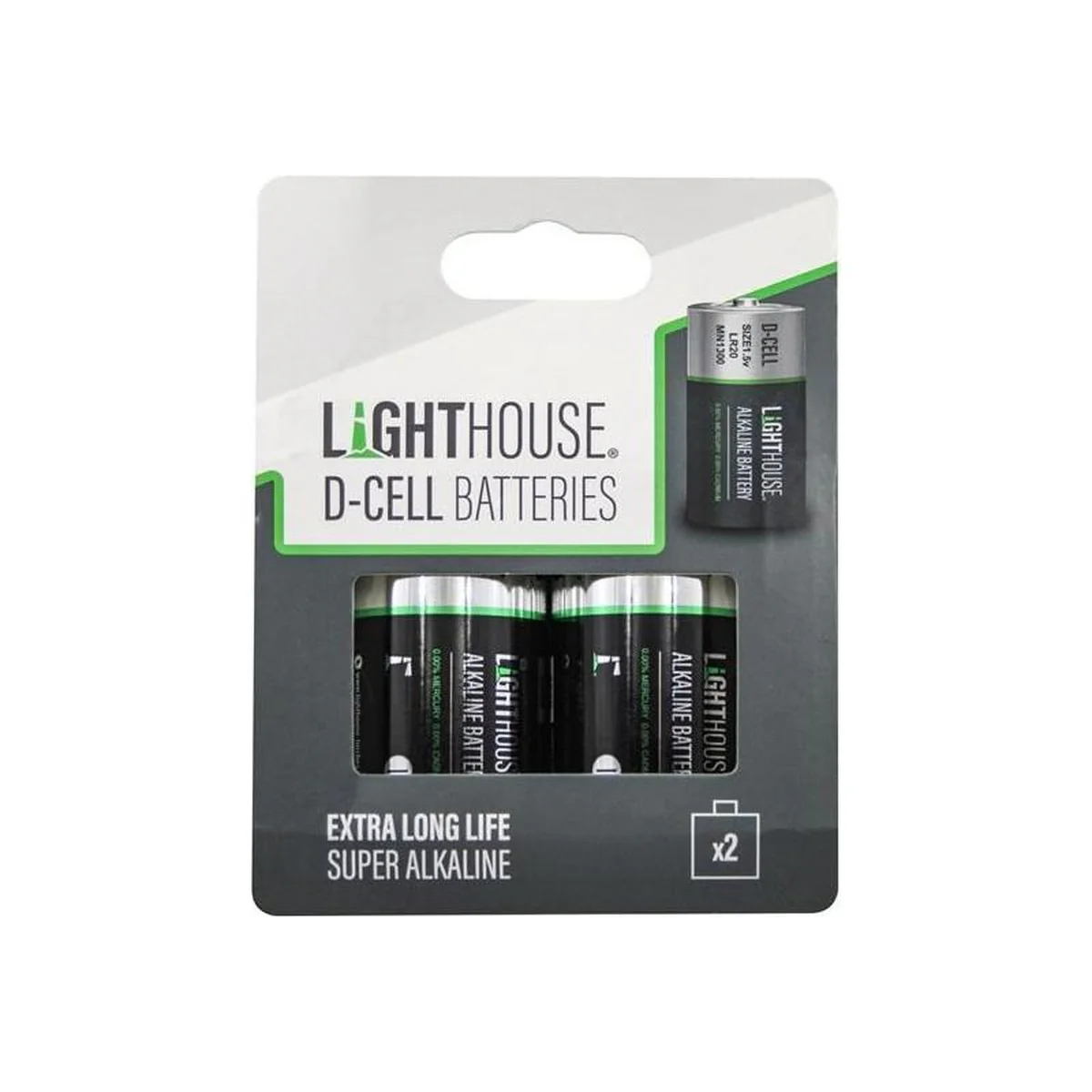Lighthouse D LR20 Alkaline Batteries 14800 mAh (Pack 2) - Image 2