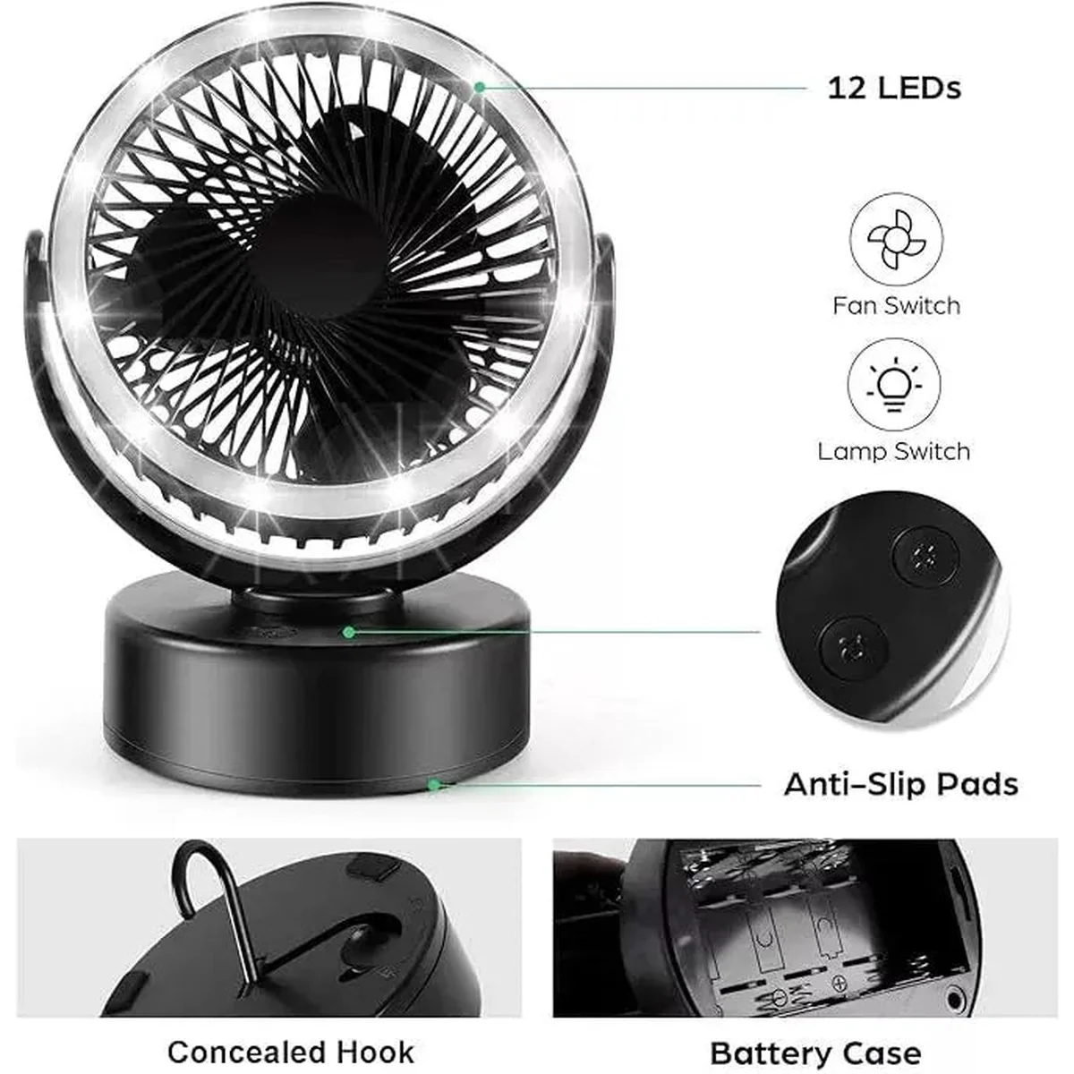 Camptech Luna 2 In 1 LED Light & Fan - Image 3