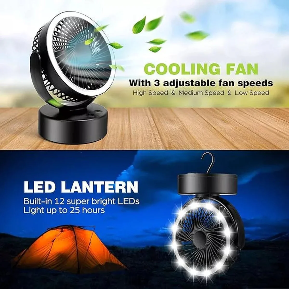 Camptech Luna 2 In 1 LED Light & Fan - Image 4