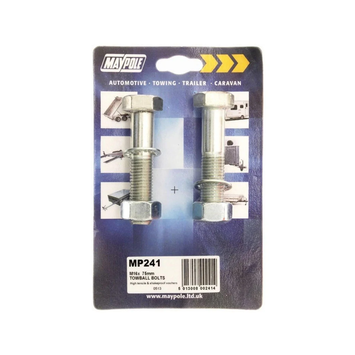 M16 NUTS BOLTS X 75mm & SHAKEPROOF WASHERS (PAIR) DP