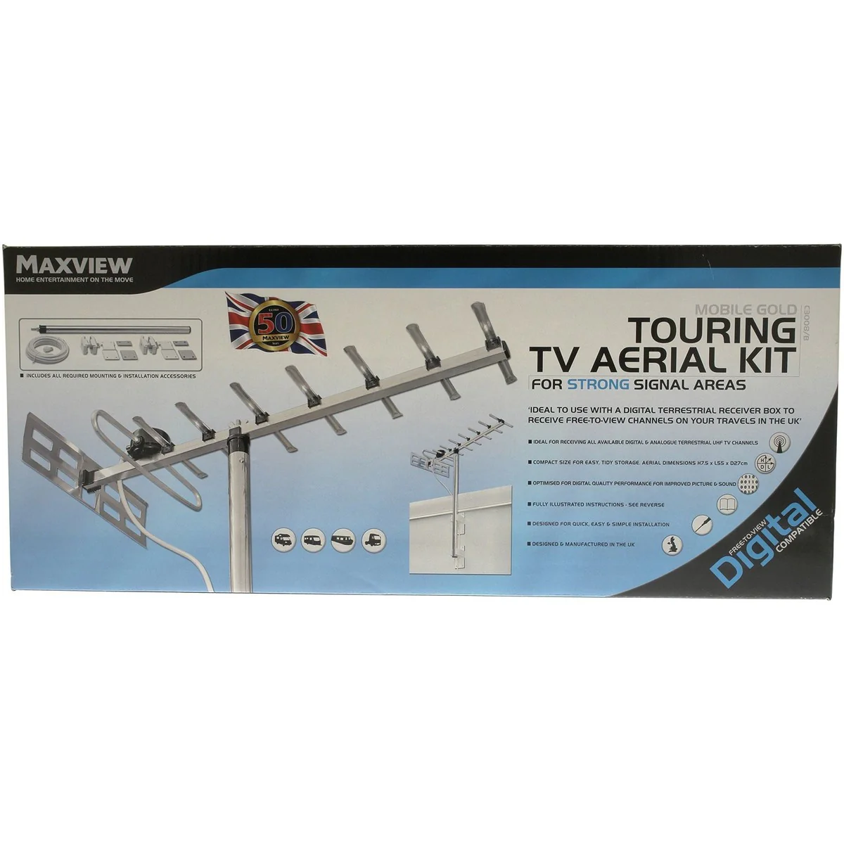Maxview Mobile Digital Touring Uhf Tv Aerial Kit C3008/B
