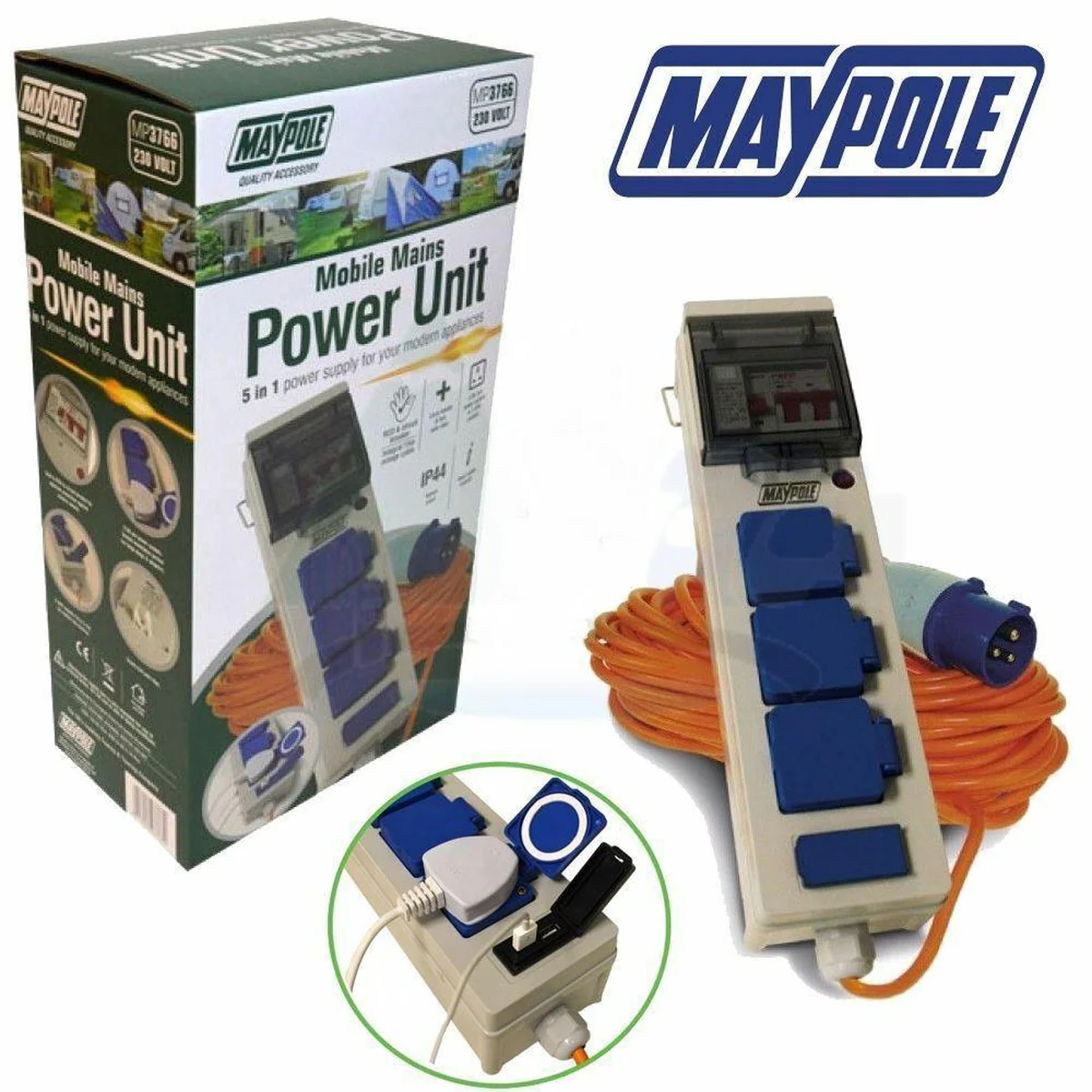 Maypole 15M MP3766 Triple Mains Hookup Mobile Power Unit 230V 13A With USB Ports - Image 2
