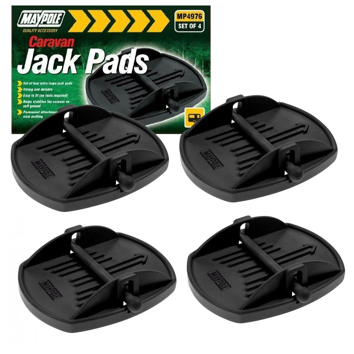 Maypole 4 x Universal Caravan Jack Pads Set Wheel Foot Leg Support Stop Leveller