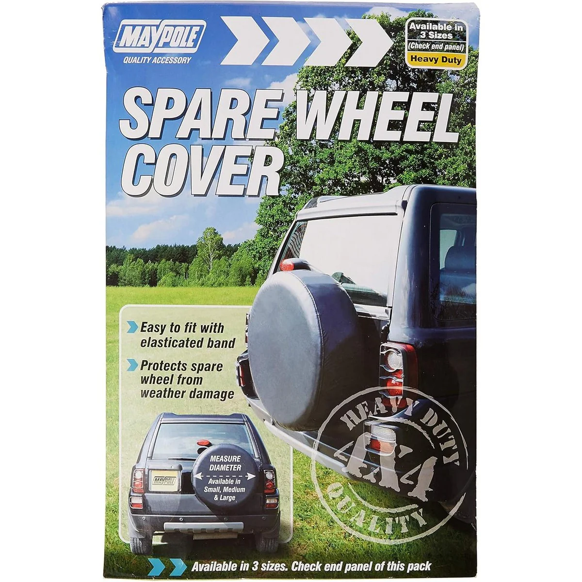 Maypole Black PVC 4x4 Rear Spare Wheel Protection Cover - 28" (710 mm) Diameter - Image 3