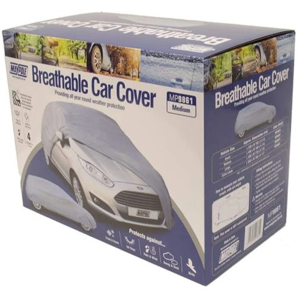 Maypole Breathable Water Resistant Fabric Car Full Cover Medium MP9861 Upto 14ft - Image 3