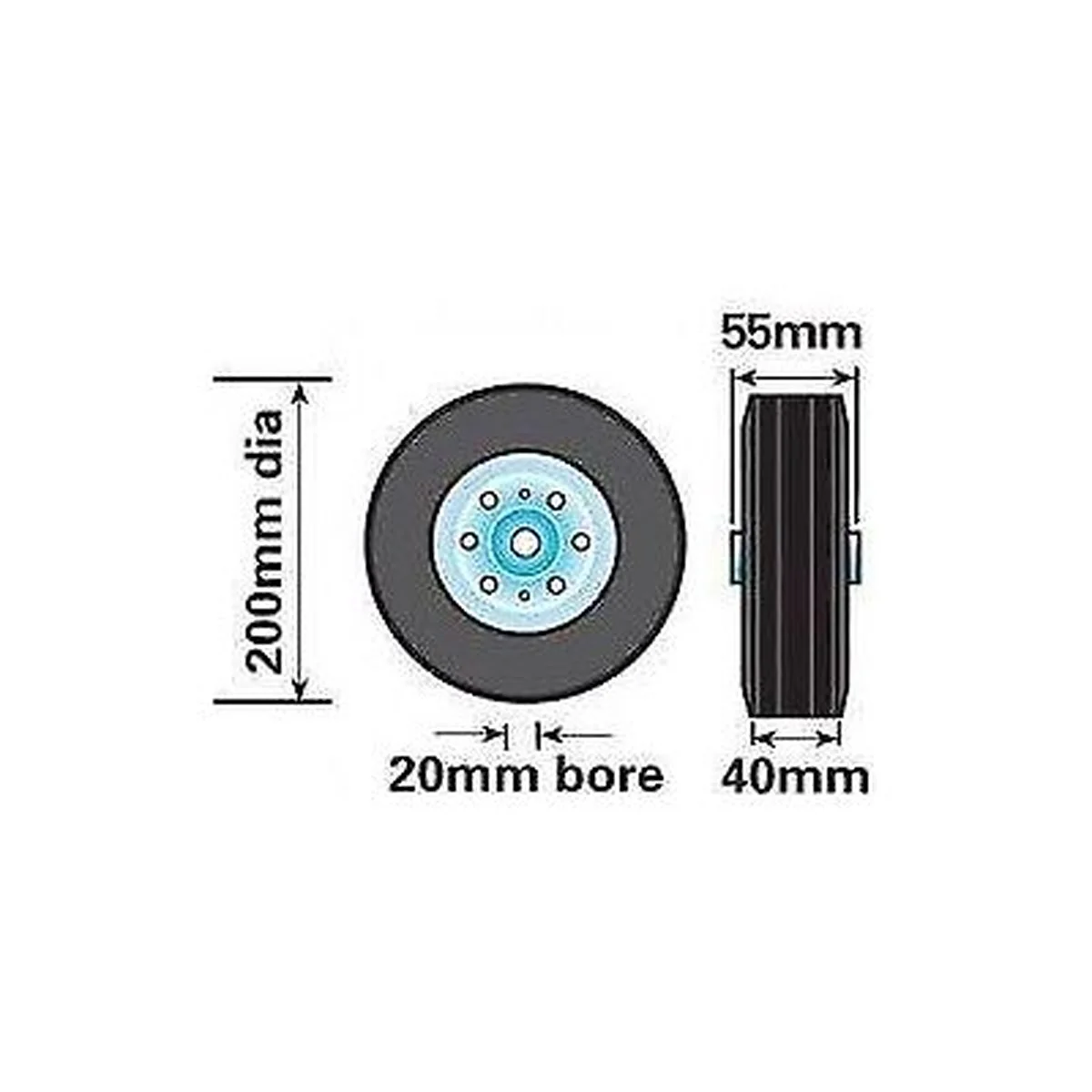 Maypole Caravan Trailer Spare Jockey Steel Wheel Solid Rubber Tyre 200mm - Image 3