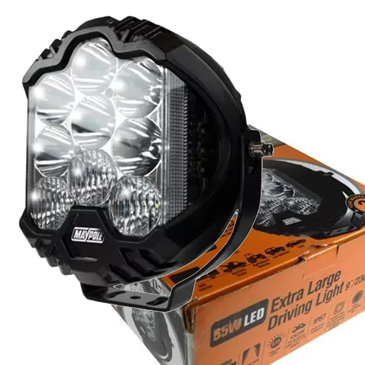 Maypole E-Approved 9-Inch Round LED Driving Light with Side Light & Spot Beam