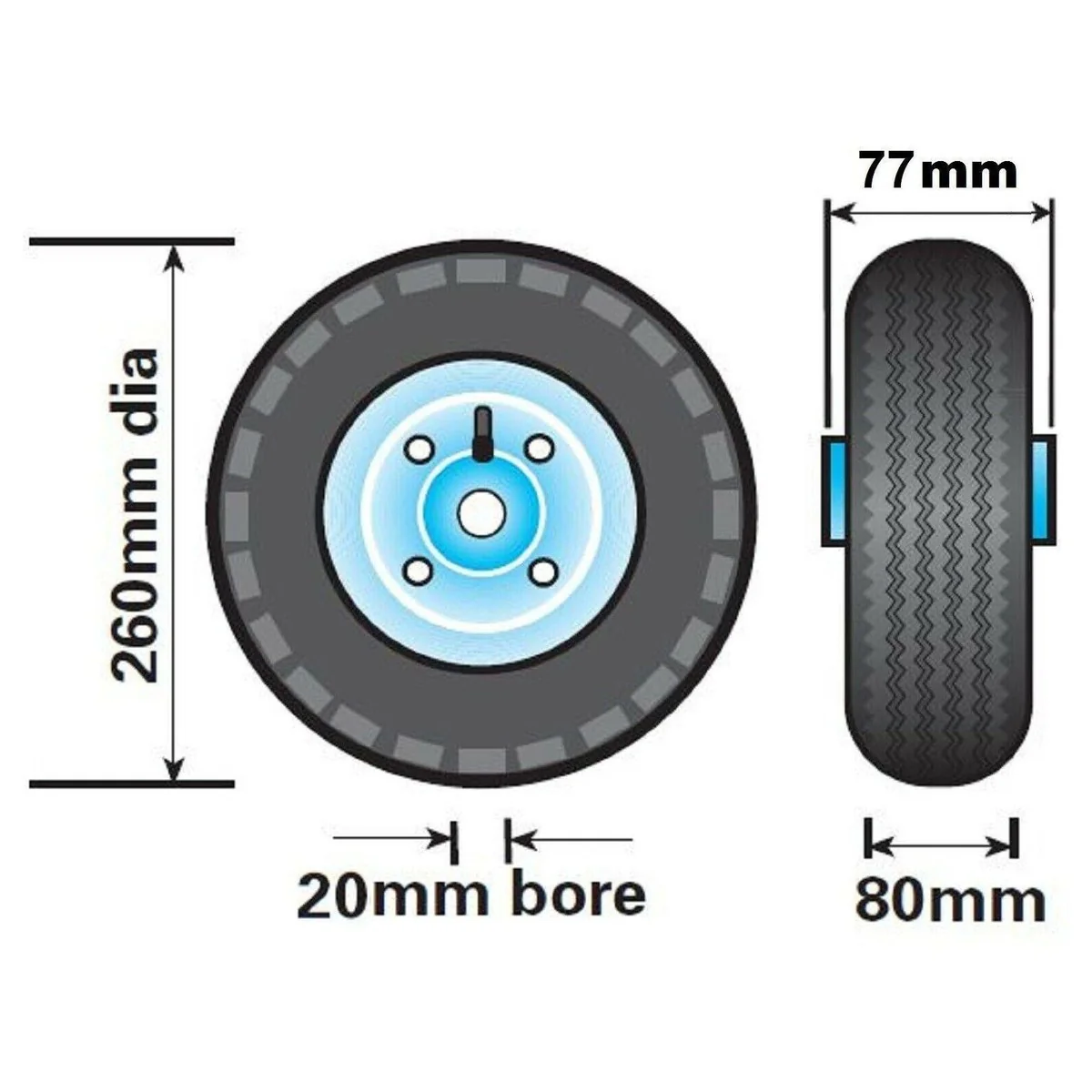 Maypole Jockey Wheel Spare Wheel - Pneumatic Tyre - For MP4375 - Image 3