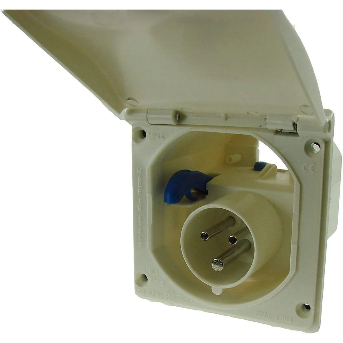 Maypole MP598B 240V 16Amp Mains Flush Fit Socket- Caravan Inlet White - Image 2