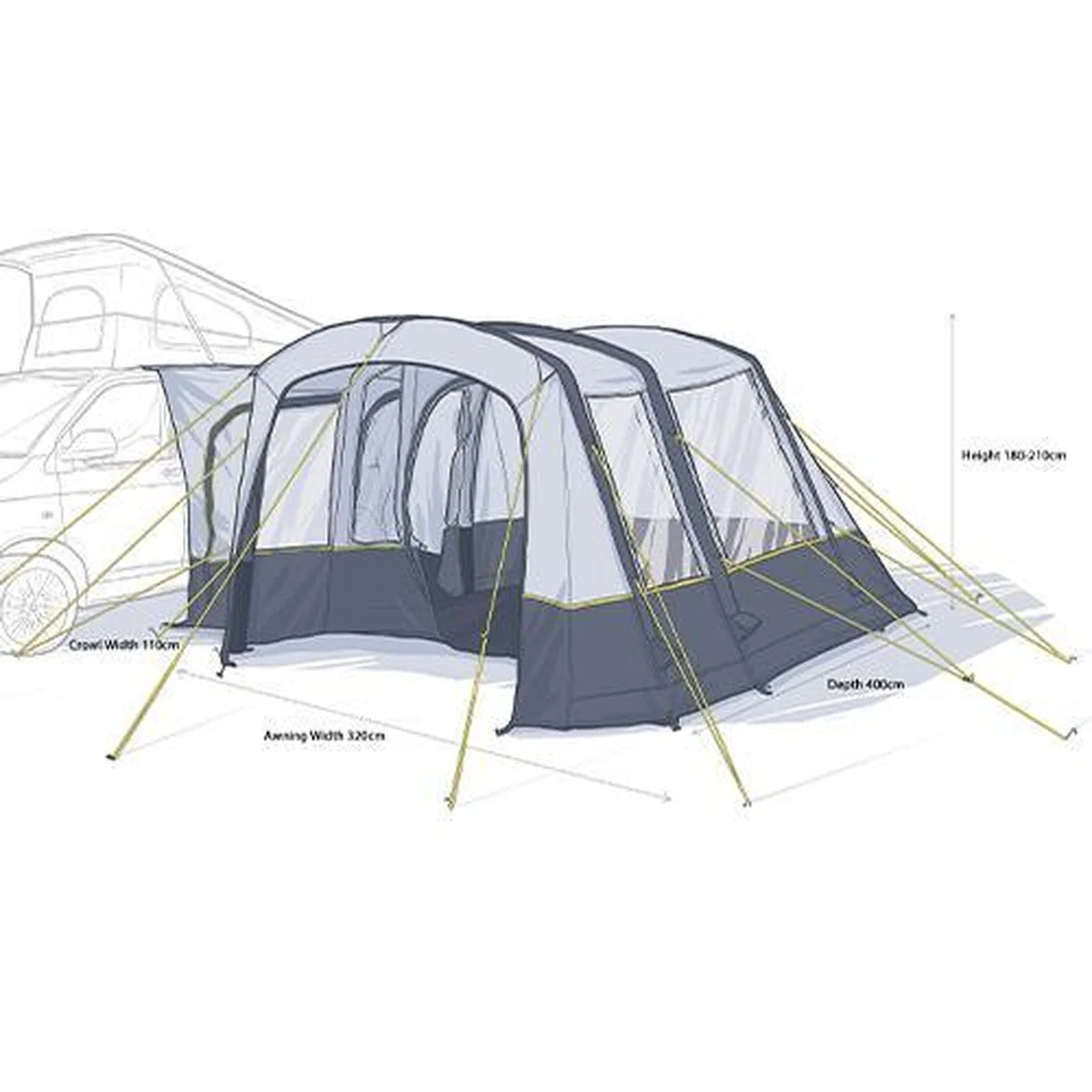 Maypole Warwick Driveaway Air Awning Low 180cm-210cm Campervan - Image 5