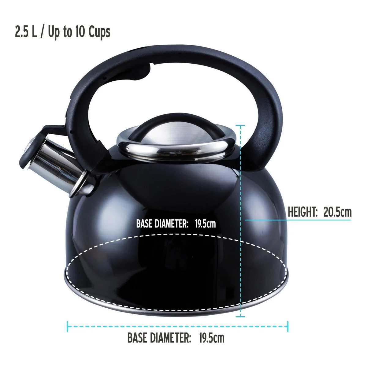 MDS1203 Liberty Black 2.5 Litre Whistling Kettle CW-T056-B1BLA - Image 3