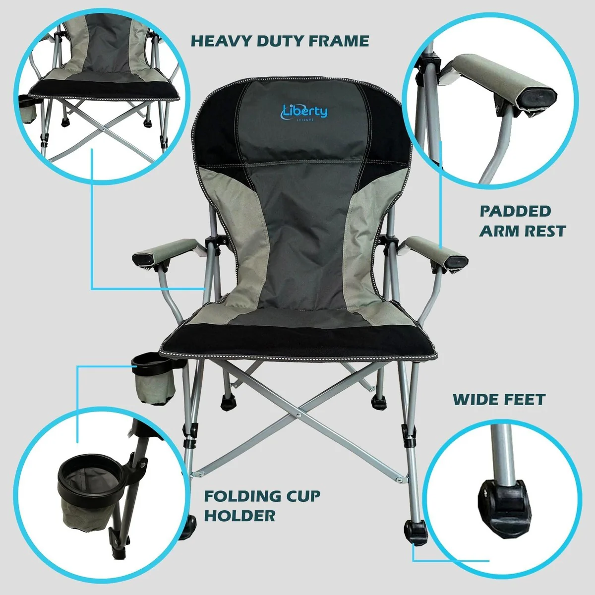 Liberty Grey Folding Camping Chair MDS1203 - Image 3